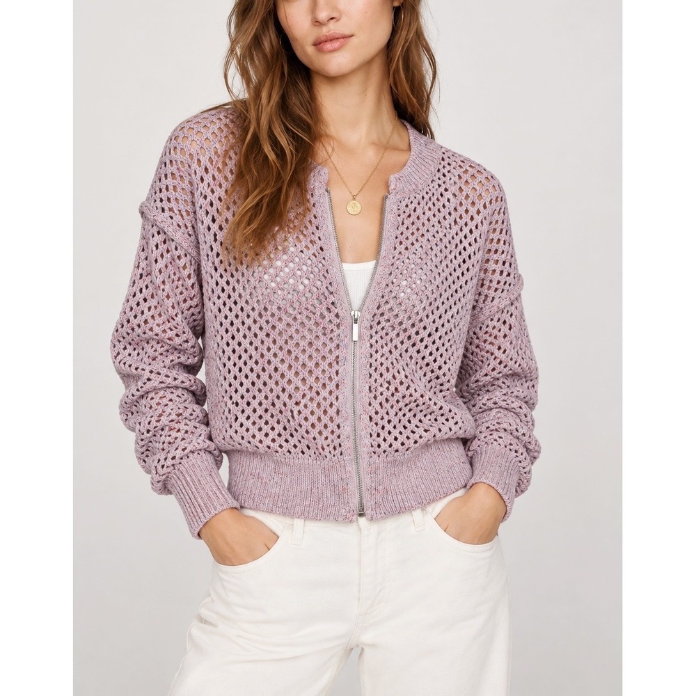 PILCRO x ANTHROPOLOGIE Juniper Open-Knit Bomber Cardigan Jacket